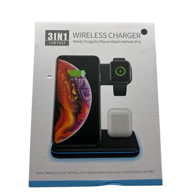 Alt view image 2 of 7 - Wireless Charger 3 in 1 Charging Station Fast Charge For Apple Watch Air Pods