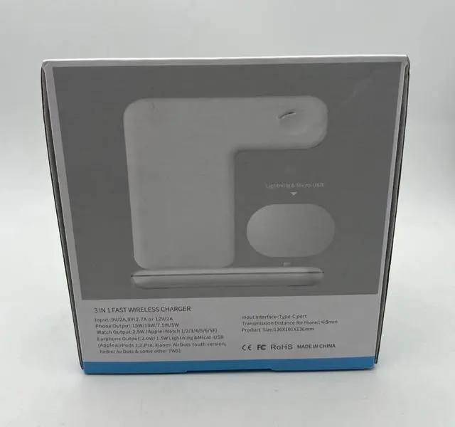Alt view image 3 of 7 - Wireless Charger 3 in 1 Charging Station Fast Charge For Apple Watch Air Pods