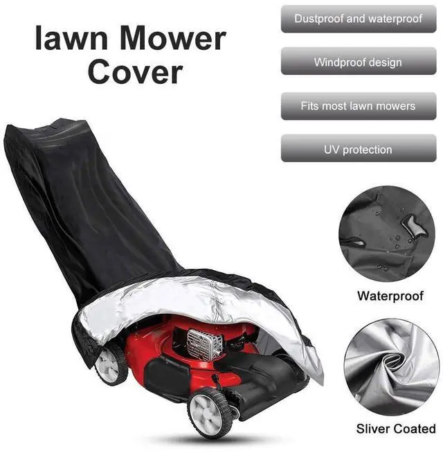 Alt view image 2 of 7 - Waterproof Universal Lawn Mower Cover Heavy Duty UV Protector for Push Mower 1PCS