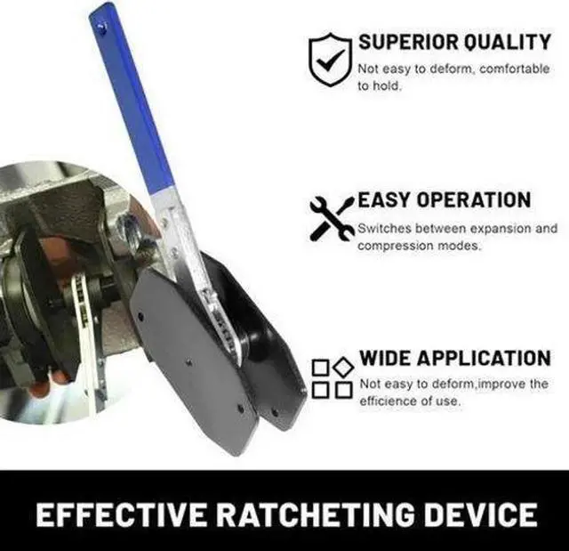 Alt view image 5 of 7 - Portable Car Ratchet Brake Piston Wrench Spreader Caliper Pad Install Tool Press