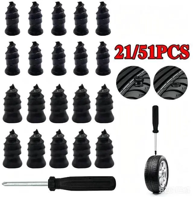 Main image of 21PCS Car Vacuum Tire Repair Rubber Nail Screw Nails + Screwdriver Fast Tool Set