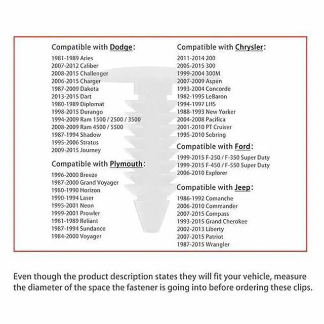 Alt view image 2 of 7 - 7mm 200PCS Plastic Rivets Clips Bumper Auto Car Hole Fastener Push Fender Pin