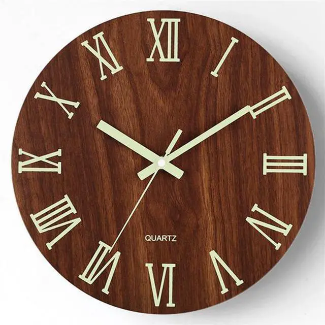 Main image of 8" Large Wall Clock Quartz Light Luminous Night Glow In The Dark Silent Home Roman numerals