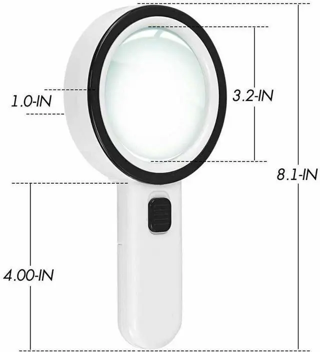 Alt view image 5 of 7 - 30X Jumbo Handheld Magnifying Glass w/ 12 Bright LED Light Illuminated Magnifier