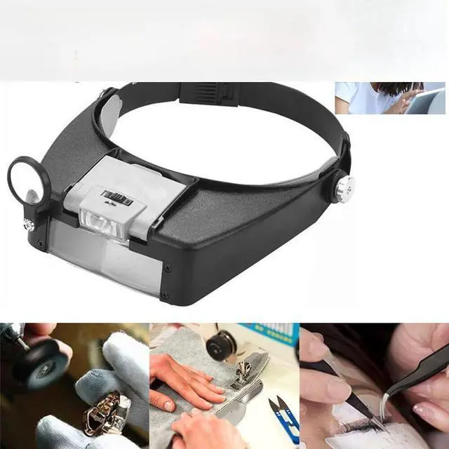 Main image of Jewelers Head Headband Magnifier Illuminated Visor LED Glasses Loupe Magnifying