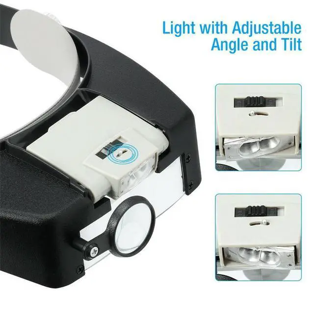Alt view image 3 of 7 - Jewelers Head Headband Magnifier Illuminated Visor LED Glasses Loupe Magnifying