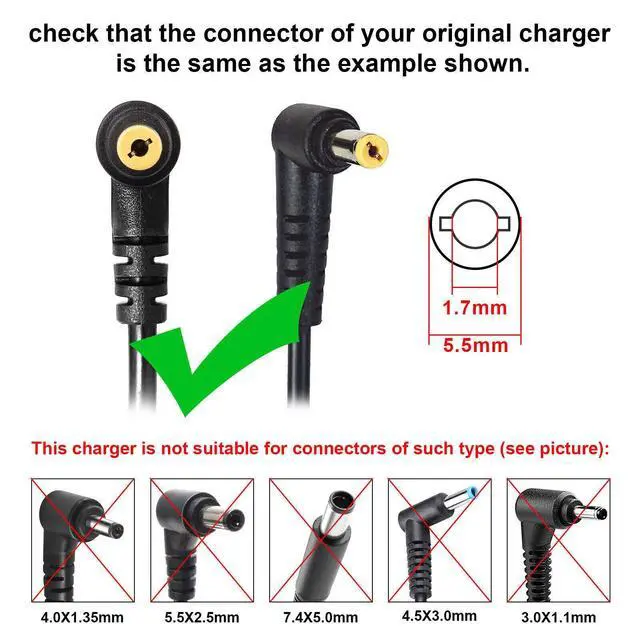 Alt view image 5 of 5 - For Acer Nitro 5 Power Supply 135W Laptop Charger AC Adapter US Power Cord Cable
