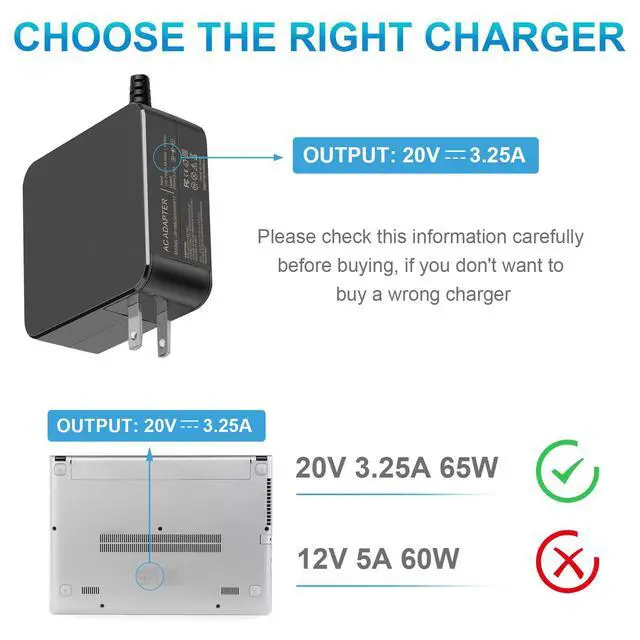 Alt view image 5 of 7 - 65W Laptop Charger AC Adapter, Compatible with IdeaPad 3 15IIL05 81WE00KVUS