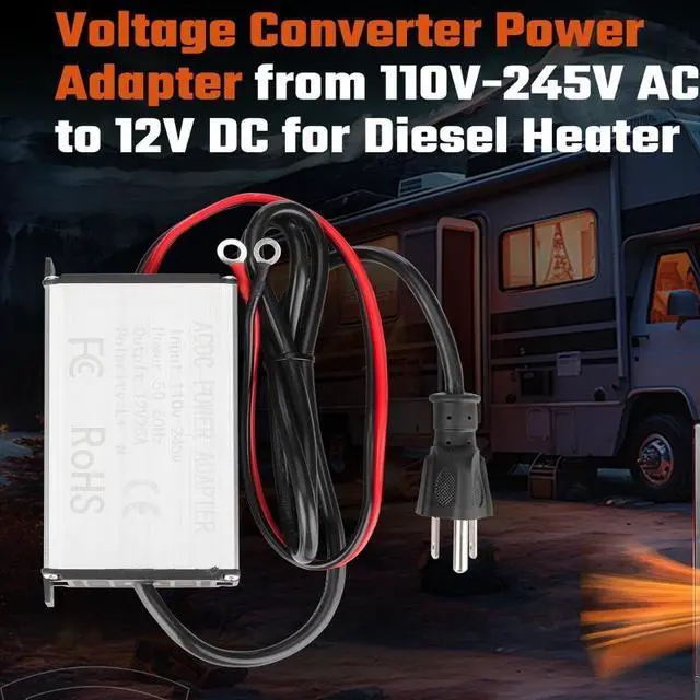 Alt view image 4 of 7 - DC 12V /24V to AC 110V-245V Adapter Diesel Air Heater Power Converter