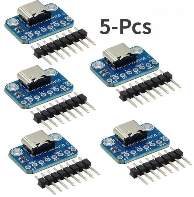 Main image of 5Pcs USB TYPE C Breakout Board Female 2.54MM with Pin Header Connector