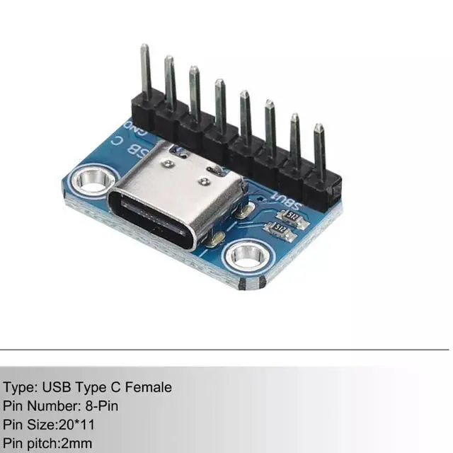 Alt view image 6 of 7 - 5Pcs USB TYPE C Breakout Board Female 2.54MM with Pin Header Connector