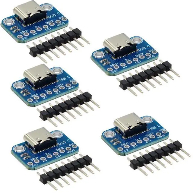 Alt view image 3 of 7 - 5Pcs USB TYPE C Breakout Board Female 2.54MM with Pin Header Connector