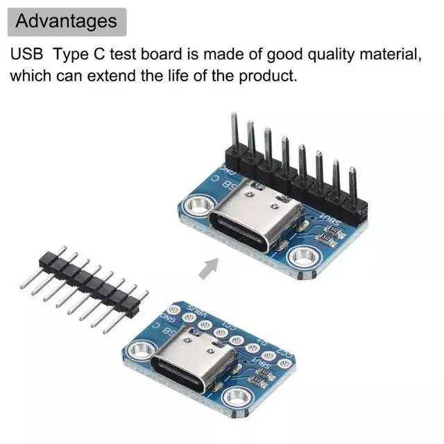 Alt view image 7 of 7 - 5Pcs USB TYPE C Breakout Board Female 2.54MM with Pin Header Connector