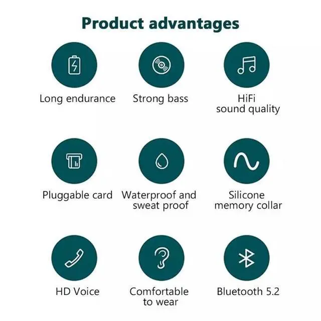 Alt view image 3 of 7 - Wireless Bluetooth 5.2 Neckband Headphones Mic Headset Stereo Earbuds Earphone Black