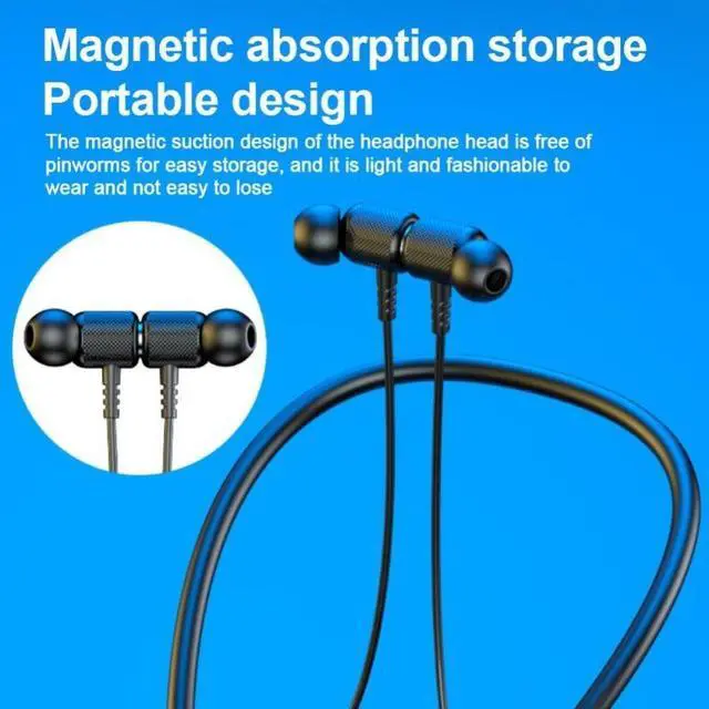 Alt view image 6 of 7 - Wireless Bluetooth 5.2 Neckband Headphones Mic Headset Stereo Earbuds Earphone Black