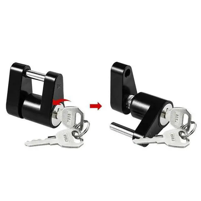 Alt view image 2 of 6 - Trailer Hitch Coupler Lock Dia 1/4" Span 3/4" For Tow Boat RV Truck Car + 2 Keys