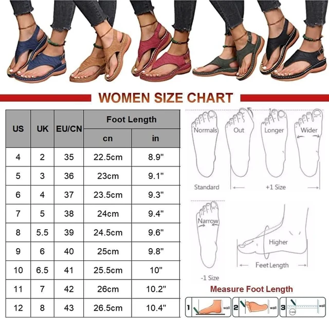 Alt view image 3 of 6 - Anti-Slip Low-Wedge Women Orthopedic Sandals Casual Flat Shoes Flip Flops Ladies - Brown 9" 1pair