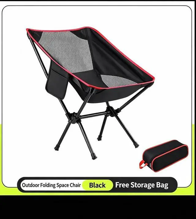 Alt view image 2 of 7 - 2 Pack Portable Camping Chair w/Carrying Bag Lightweight Folding Outdoor Chair