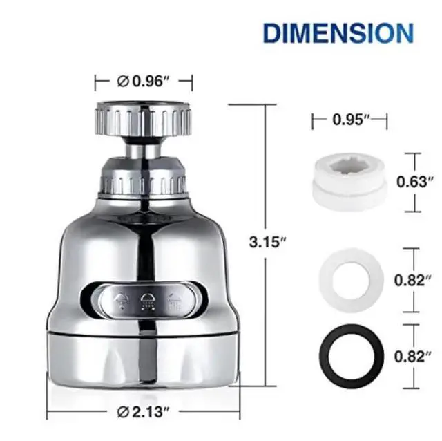 Alt view image 4 of 7 - 360° 2X Swivel Kitchen Sink Faucet Aerator Faucet Sprayer Attachment Tap Aerator 1 pack