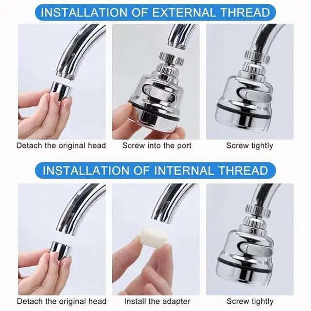 Alt view image 5 of 7 - 360° 2X Swivel Kitchen Sink Faucet Aerator Faucet Sprayer Attachment Tap Aerator 1 pack