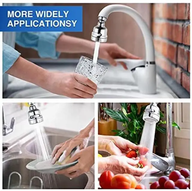 Alt view image 6 of 7 - 360° 2X Swivel Kitchen Sink Faucet Aerator Faucet Sprayer Attachment Tap Aerator 1 pack
