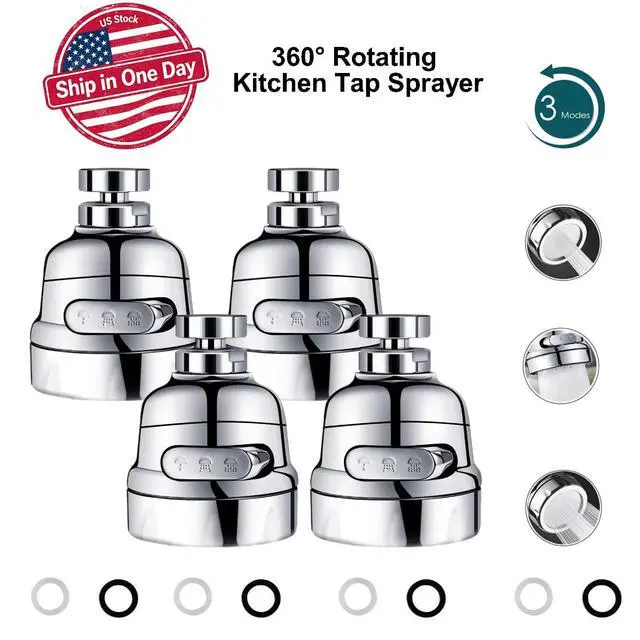 Alt view image 3 of 7 - 360° 2X Swivel Kitchen Sink Faucet Aerator Faucet Sprayer Attachment Tap Aerator 1 pack