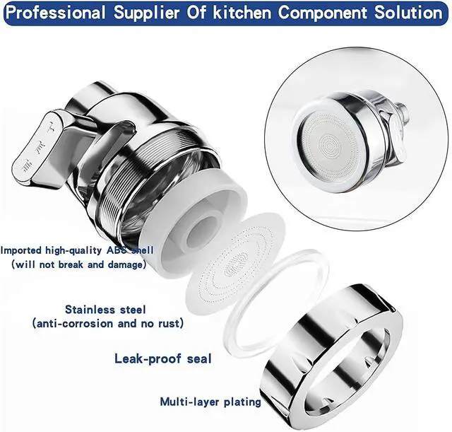 Alt view image 2 of 7 - 360° 2X Swivel Kitchen Sink Faucet Aerator Faucet Sprayer Attachment Tap Aerator 1 pack