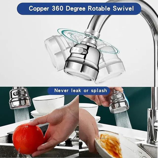 Alt view image 7 of 7 - 360° 2X Swivel Kitchen Sink Faucet Aerator Faucet Sprayer Attachment Tap Aerator 1 pack