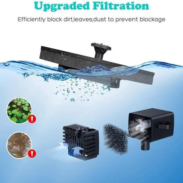 Alt view image 3 of 5 - Solar Power Bird Bath Fountain Pump Upgrade 1.4W Solar Fountain With 4 Nozzle 16CM 6.3 Inch