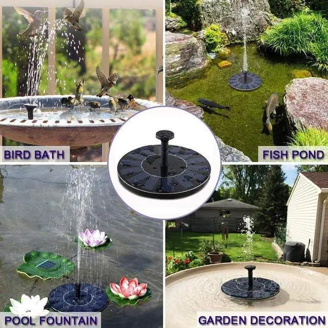 Alt view image 5 of 5 - Solar Power Bird Bath Fountain Pump Upgrade 1.4W Solar Fountain With 4 Nozzle 16CM 6.3 Inch