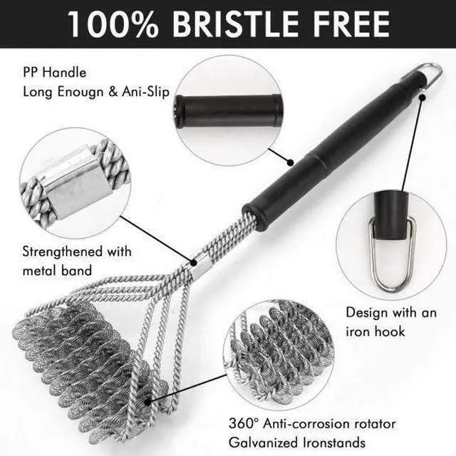 Alt view image 7 of 7 - 18" BBQ Grill Brush,Stainless Steel Bristle Free Grill Brush Tool BBQ Cleaning