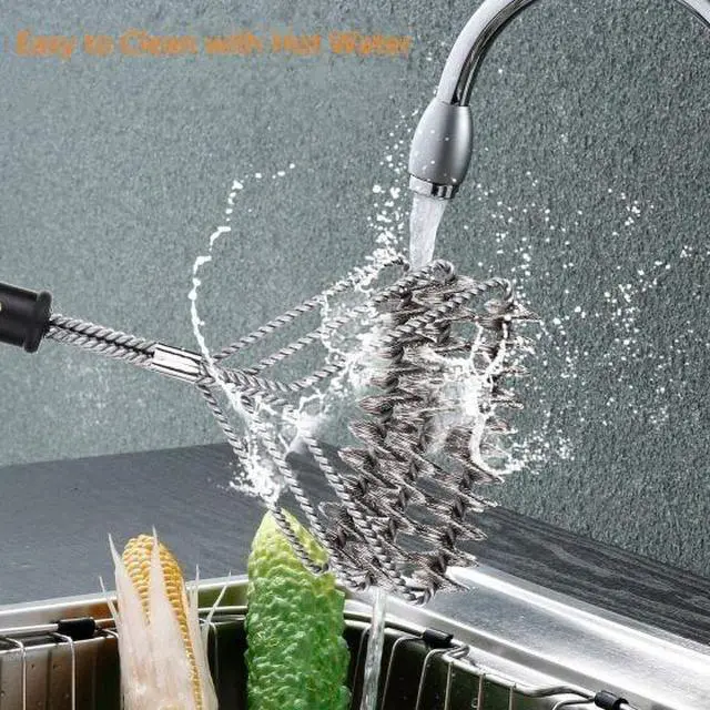 Alt view image 6 of 7 - 18" BBQ Grill Brush,Stainless Steel Bristle Free Grill Brush Tool BBQ Cleaning 3-head no scraper