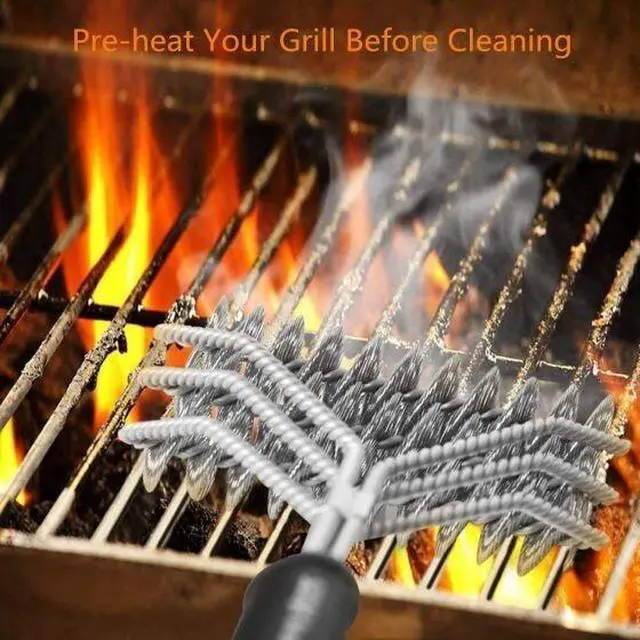 Alt view image 4 of 7 - 18" BBQ Grill Brush,Stainless Steel Bristle Free Grill Brush Tool BBQ Cleaning 3-head no scraper
