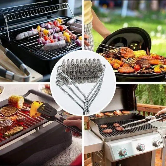 Alt view image 3 of 7 - 18" BBQ Grill Brush,Stainless Steel Bristle Free Grill Brush Tool BBQ Cleaning 3-head no scraper