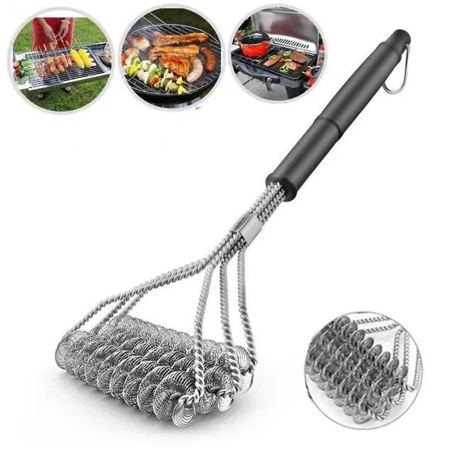 Alt view image 2 of 7 - 18" BBQ Grill Brush,Stainless Steel Bristle Free Grill Brush Tool BBQ Cleaning 3-head no scraper