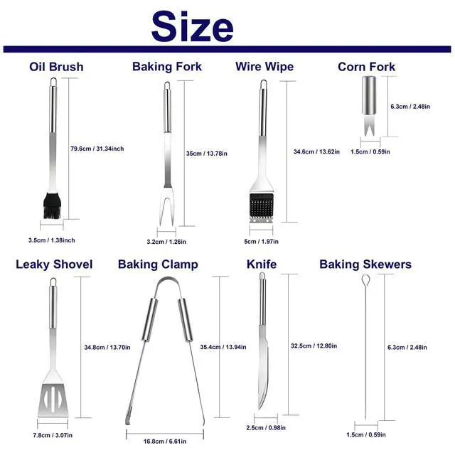 Alt view image 4 of 7 - 7/18/20PCS BBQ Tool Set Stainless Steel Outdoor Grill Utensil Cook Cutlery Kit Case 7PCS