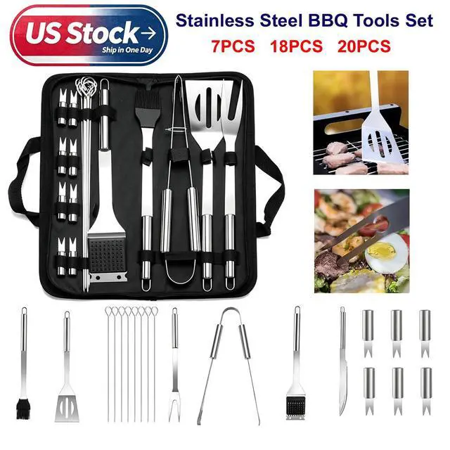 Main image of 7/18/20PCS BBQ Tool Set Stainless Steel Outdoor Grill Utensil Cook Cutlery Kit Case 7PCS