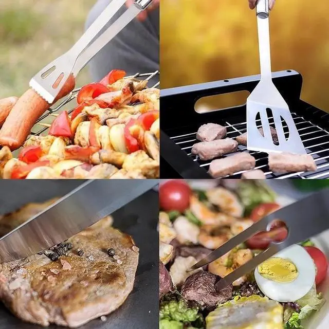 Alt view image 6 of 7 - 7/18/20PCS BBQ Tool Set Stainless Steel Outdoor Grill Utensil Cook Cutlery Kit Case 7PCS