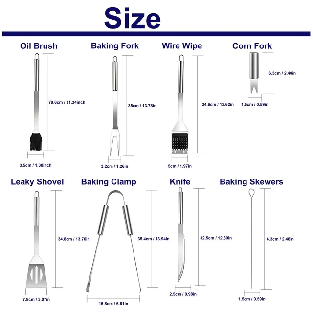 Alt view image 5 of 7 - 20PCS BBQ Tool Set Stainless Steel Outdoor Grill Utensil Cook Cutlery Kit Case 18 pcs