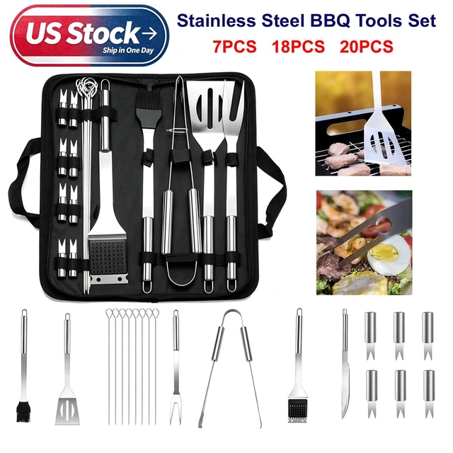 Alt view image 2 of 7 - 20PCS BBQ Tool Set Stainless Steel Outdoor Grill Utensil Cook Cutlery Kit Case 18 pcs