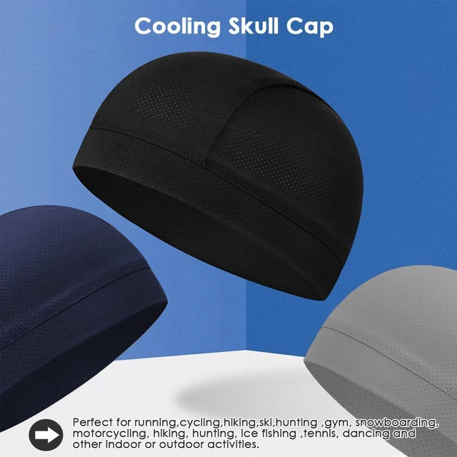 Alt view image 2 of 7 - Men Cooling Skull Cap Helmet Liner Summer Quick Drying Cycling Sports Beanie Hat Nylon Ice Silk-Black+Camouflage
