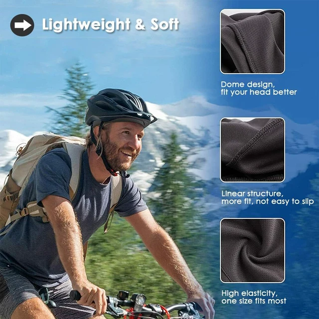 Alt view image 4 of 7 - Men Cooling Skull Cap Helmet Liner Summer Quick Drying Cycling Sports Beanie Hat Nylon Ice Silk-Black+Camouflage