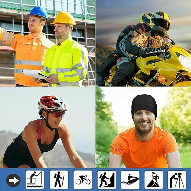 Alt view image 7 of 7 - Men Cooling Skull Cap Helmet Liner Summer Quick Drying Cycling Sports Beanie Hat Nylon Ice Silk-Black+Camouflage