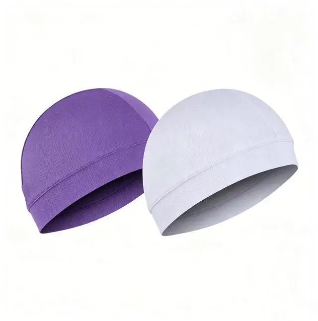 Main image of Men Cooling Skull Cap Helmet Liner Summer Quick Drying Cycling Sports Beanie Hat Polyester Ice Silk-White+Purple