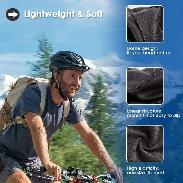Alt view image 4 of 7 - Men Cooling Skull Cap Helmet Liner Summer Quick Drying Cycling Sports Beanie Hat Polyester Ice Silk-White+Purple