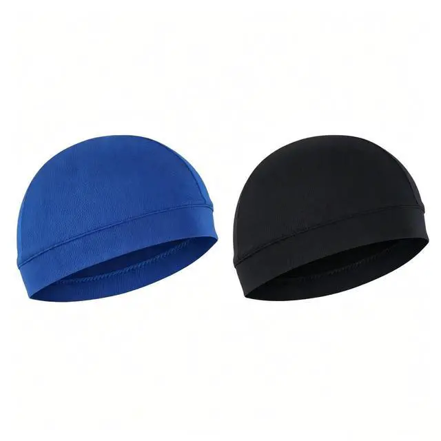 Main image of Men Cooling Skull Cap Helmet Liner Summer Quick Drying Cycling Sports Beanie Hat Polyester Ice Silk-Black+Blue