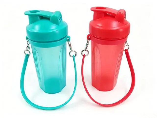 Main image of 2PCS 20 oz Protein Shaker Bottles, Shaker Bottle with Wire Whisk Ball Red+Blue