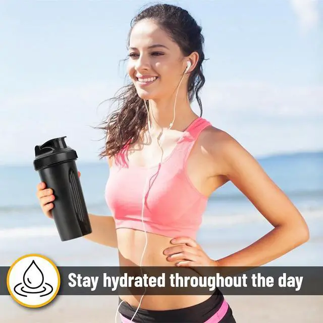 Alt view image 6 of 7 - 2PCS 20 oz Protein Shaker Bottles, Shaker Bottle with Wire Whisk Ball Red+Blue