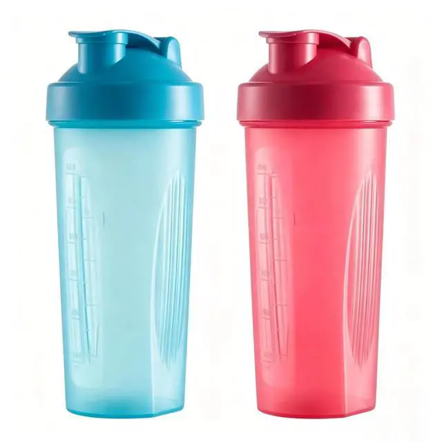 Alt view image 7 of 7 - 2PCS 20 oz Protein Shaker Bottles, Shaker Bottle with Wire Whisk Ball Red+Blue