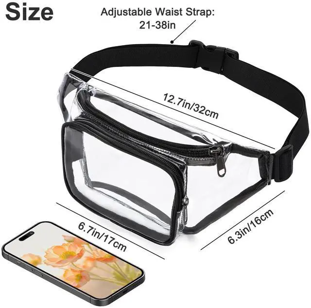 Alt view image 2 of 7 - Clear Fanny Pack Men Women Waist Pouch Belt Bag Outdoor Sports Stadium Security Pink